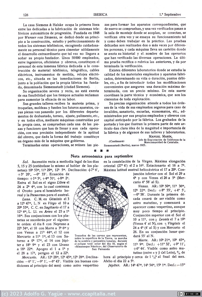 1660 - Telefonía Automática. Iberica. Septiembre (5), 1923