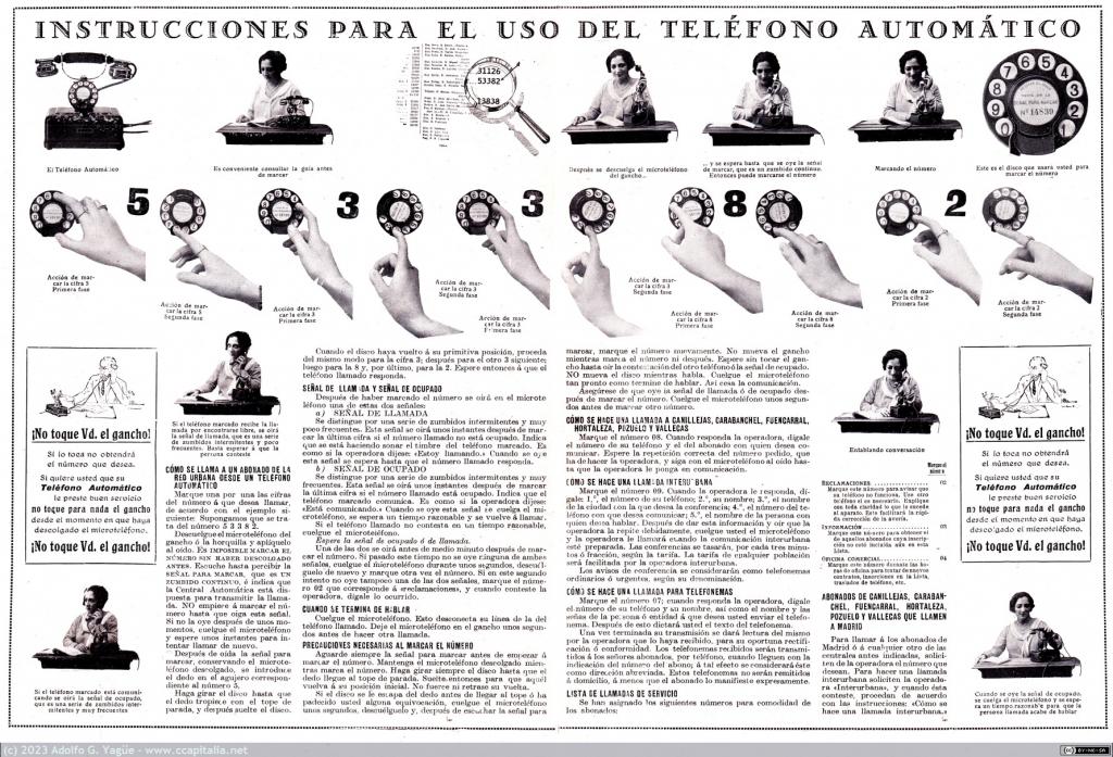 1663 - Instrucciones para el uso del teléfono automático. Nuevo Mundo n.1715, 1926