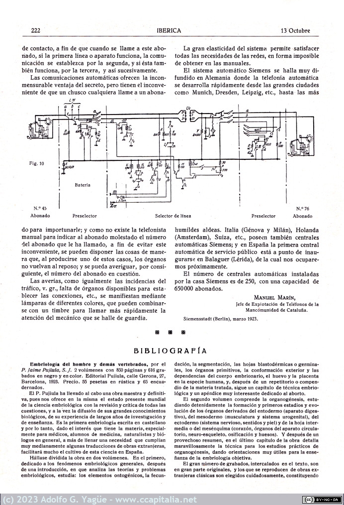 1661 - Telefonía Automática. Iberica. Octubre (6), 1923