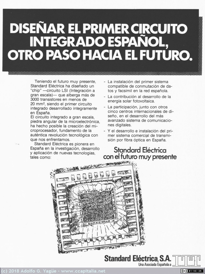880 - Diseñar el primer circuito integrado español. ITT Standard Eléctrica, 1982