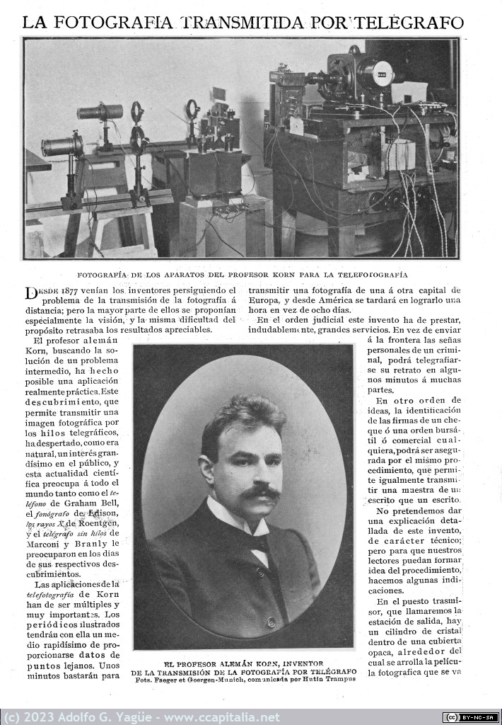 1702 - La fotografía transmitida por telégrafo. Blanco y Negro n.817 (1), 1906