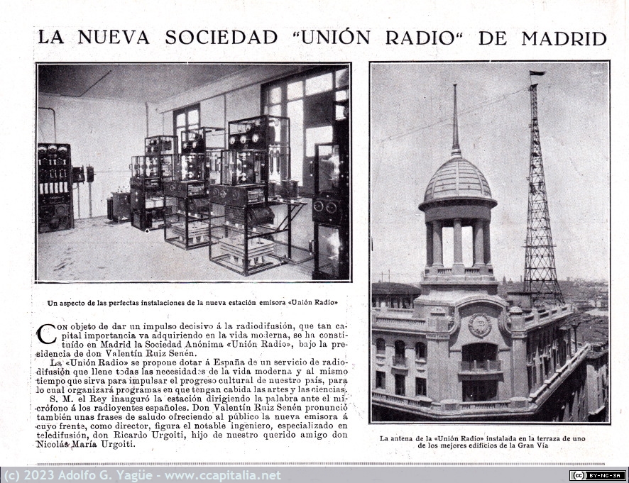 1719 - La nueva sociedad Unión Radio de Madrid. Nuevo Mundo, 1925