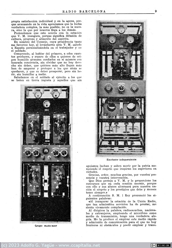 1720 - Inauguración de la estación Unión Radio (EAJ-7, Radio Madrid). Radio Barcelona n.44 (5), 1925