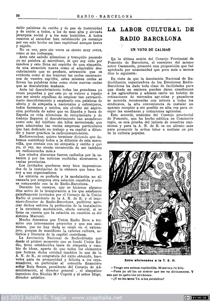 1720 - Inauguración de la estación Unión Radio (EAJ-7, Radio Madrid). Radio Barcelona n.44 (6), 1925