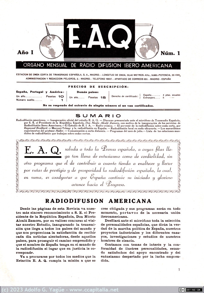 1722 - E.A.Q. Sumario. Número 1 (2), 1932