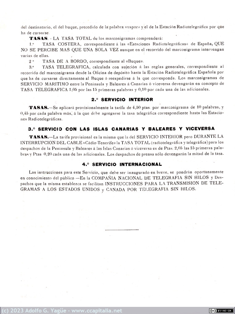 1732 - Fechas probables de comunicación con buques. Companía Nacional de Telegrafía sin Hilos. Octubre (6), 1912