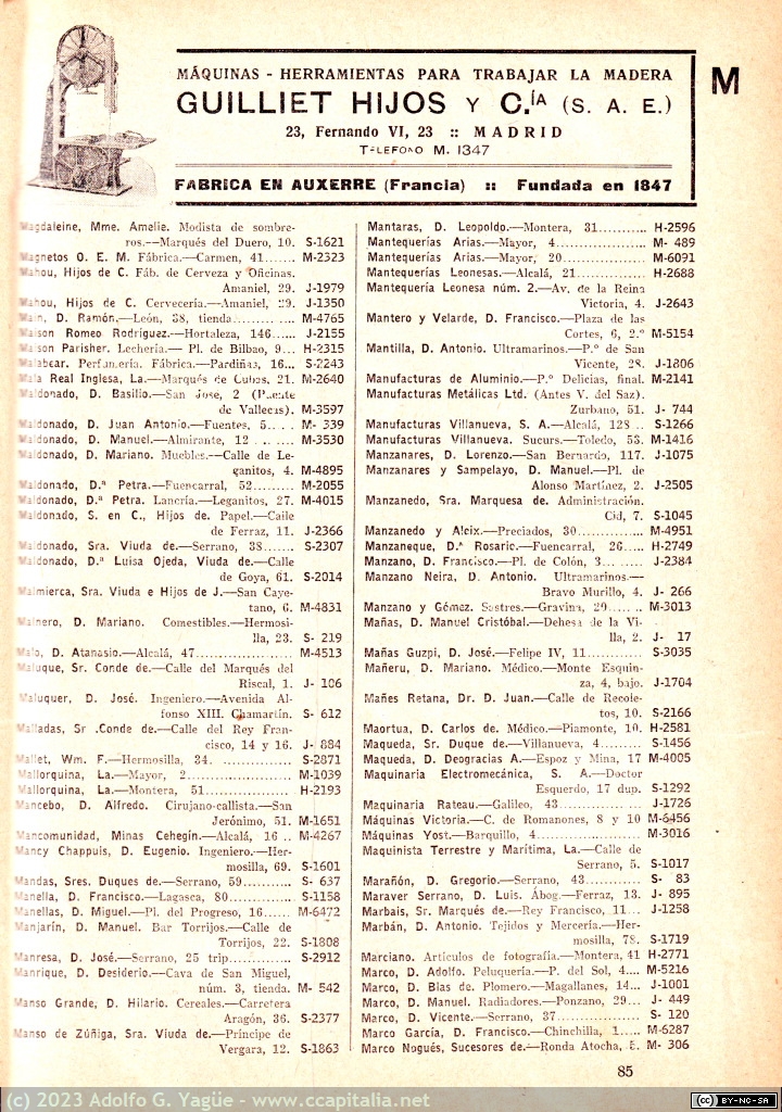 1735 - Compañía Telefónica Nacional de España. Teléfono y dirección de D. Gregorio Marañón (9), 1926