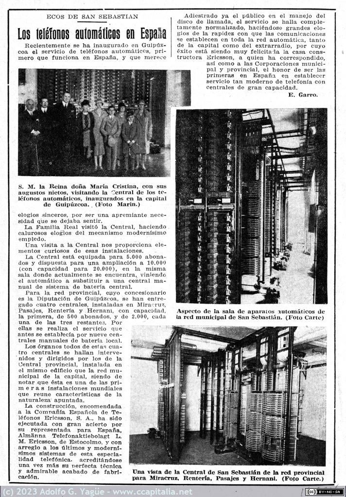 1744 - Los teléfonos automáticos en España (12-6-26). Blanco y Negro. Agosto, 1926
