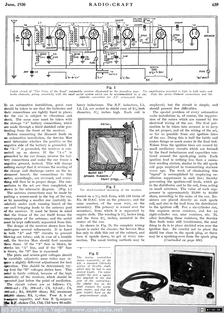 1828 - Simplified Automotive Radio Instalation. Radio-Craft. June (2), 1930