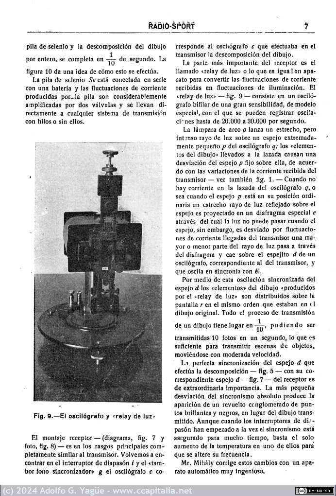1815 - El problema de la televisión y el aparato de Mihály Telehor (y 2). Radio Sport n.7 (6), 1924