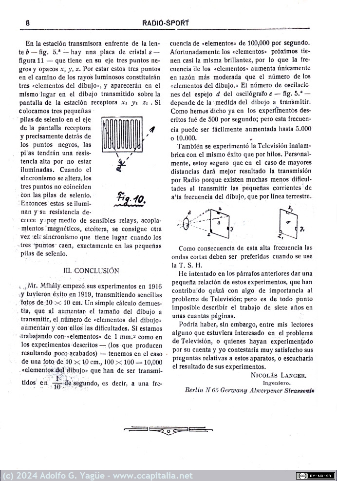1815 - El problema de la televisión y el aparato de Mihály Telehor (y 2). Radio Sport n.7 (7), 1924