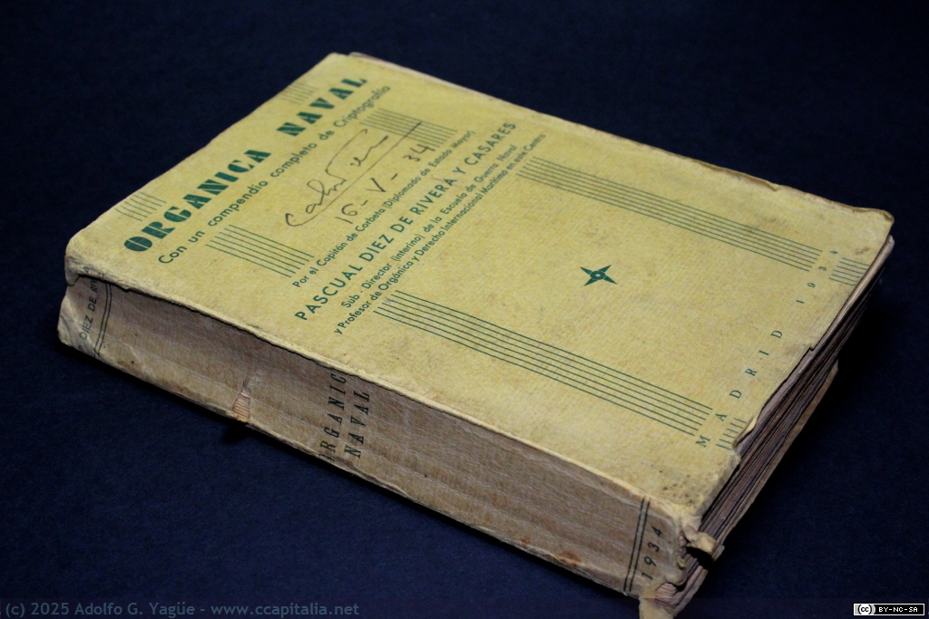 1986 - Orgánica Naval (Tomo 1). Con un compendio completo de criptografía. Pascual Díez de Rivera y Casares (1), 1934