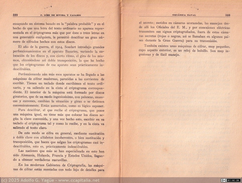 1986 - Orgánica Naval (Tomo 1). Con un compendio completo de criptografía. Pascual Díez de Rivera y Casares (12), 1934