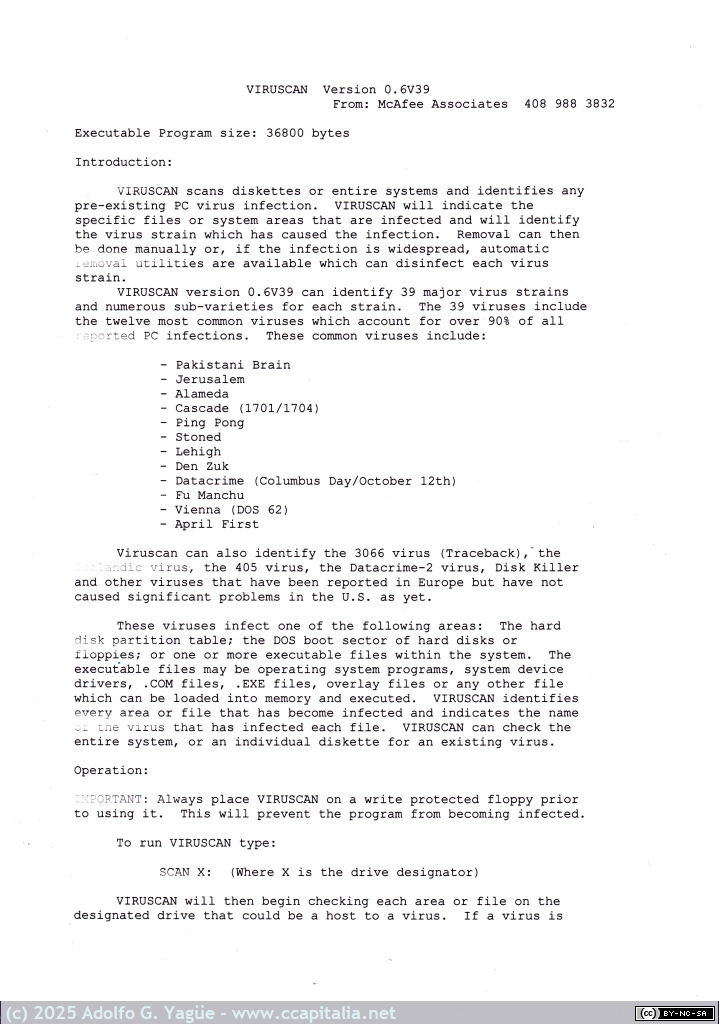 1616 - Nota de intrucciónes de Viruscan (2), 1989