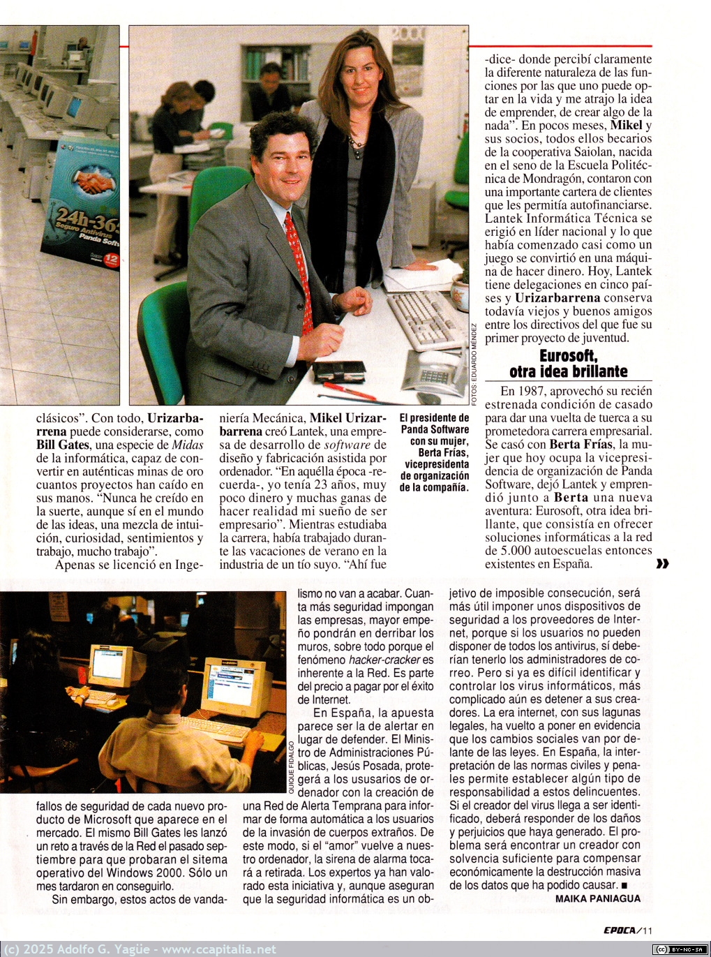 1968 - Los cazavirus. Entrevista a Mikel Urizarbarrena, presidente de Panda Software. Época (4), 2000