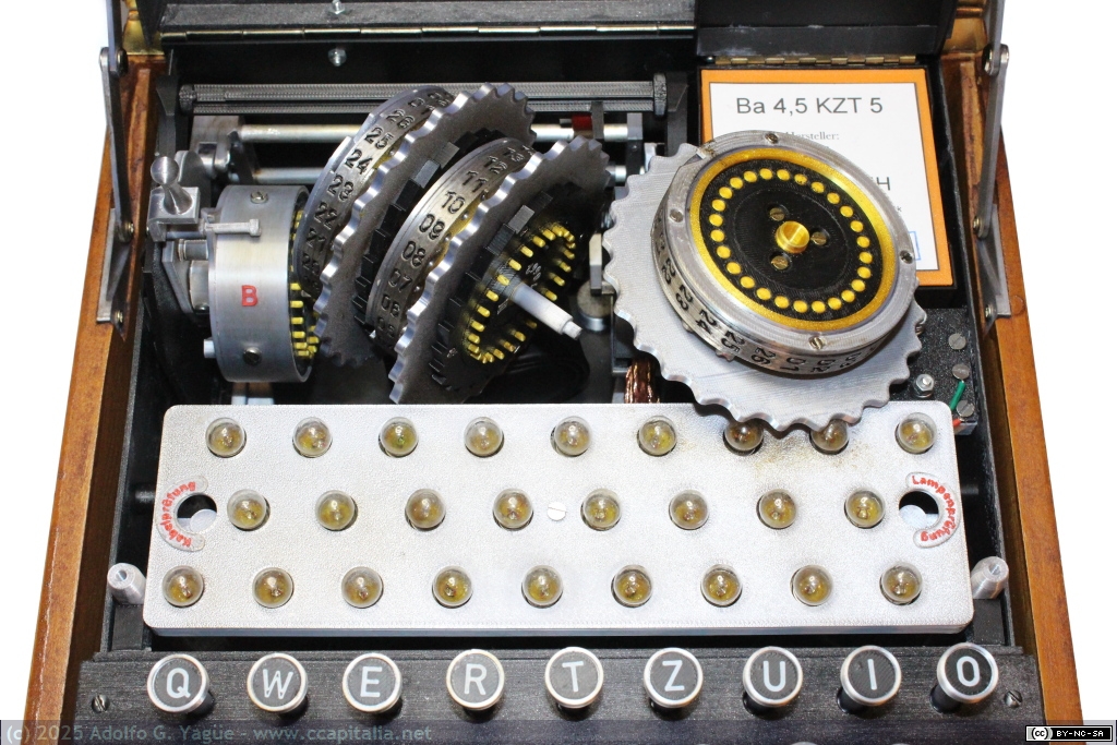 2000 - Enigma I. Ajuste anillo numérico de cada rotor y su orden para establecimiento de clave (primer paso). Réplica (3), 1930