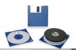 050 - Diskette de 3" 1/2 y 720K y detalle interior. MF-2DD (Micro Floppy Double Sided, Double Density), 1982