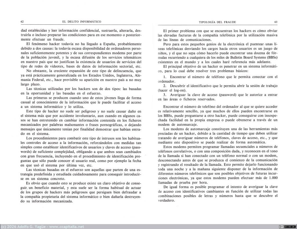 1782 - El delito informático. Luis Camacho Losa. Hackers (11), 1987