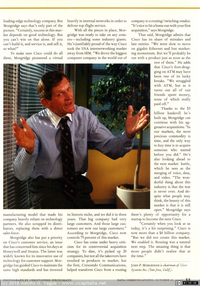 888 - Pathfinders & Pioners. John P. Morgridge. Data Communications (2), 1997