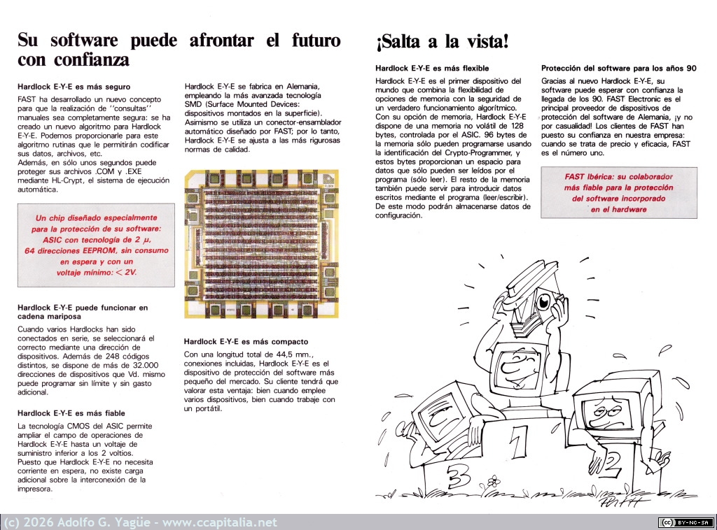 1786 - FAST Hardlock E-Y-E. Anti-copia de software y cifrado de archivos mediante llave hardware en puerto LPT1 (2), 1990