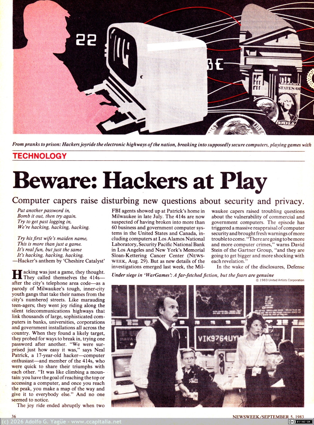 1692 - Beware: Hacker at Play. Marbach, Resener, Carey, Sandza, Rogers, Conant y Agrest. Newsweek (1), 1983