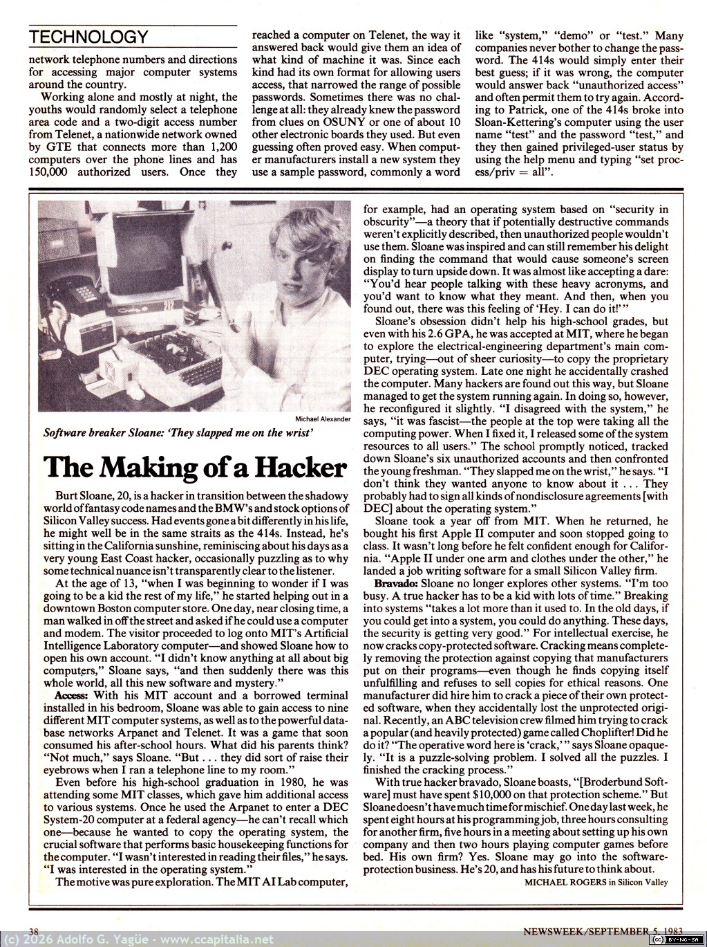 1692 - Beware: Hacker at Play. Marbach, Resener, Carey, Sandza, Rogers, Conant y Agrest. Newsweek (3), 1983
