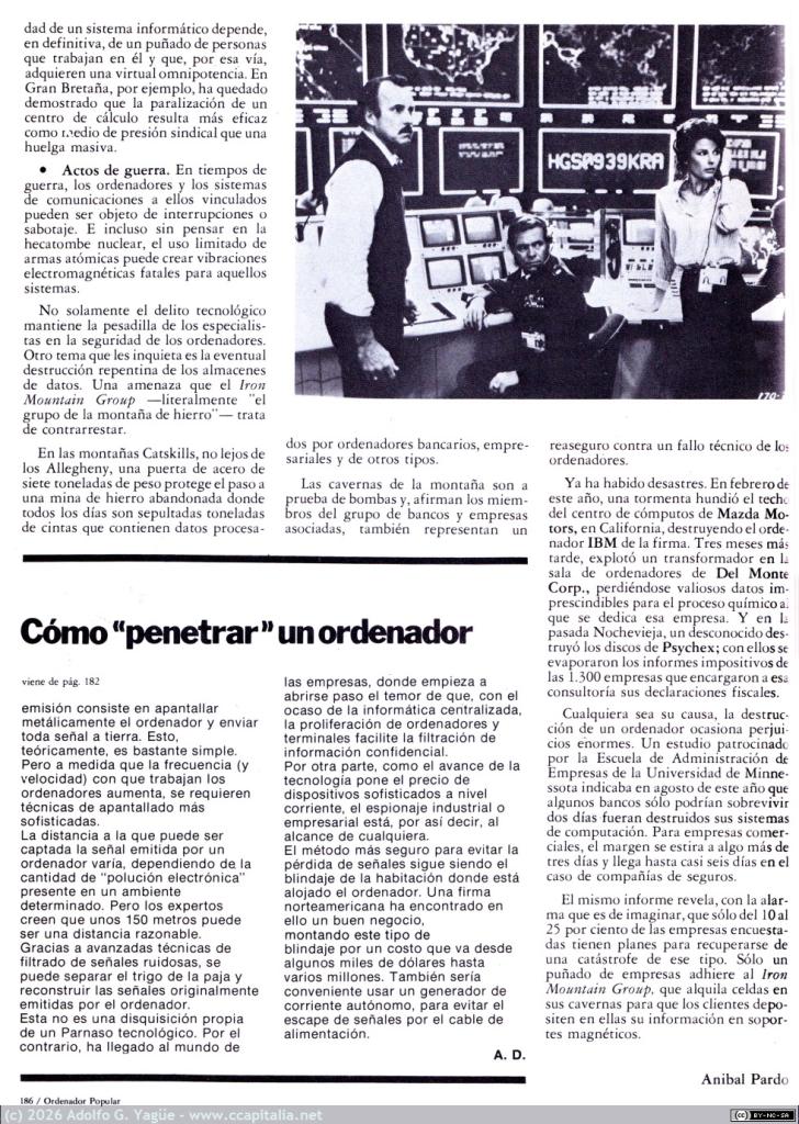 1699 - Pánico en el Pentágono, esta película pudo ser realidad. Anibal Pardo. Ordenador Popular (5), 1983