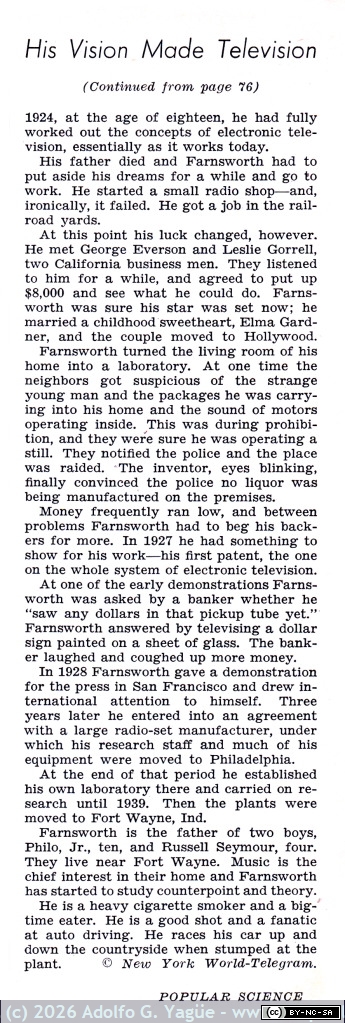 1798 - His Vision Made Television. Philo T. Farnsworth. Popular Science (2), 1940