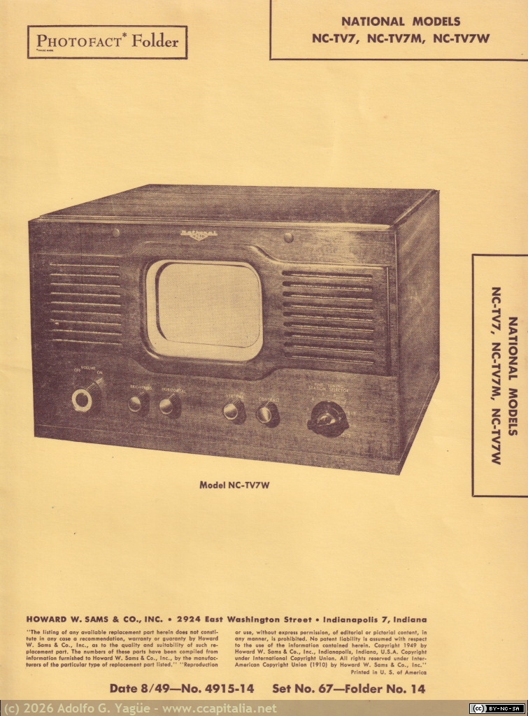 1697 - National Television Model NC-TV7. Service Manual (1), 1949