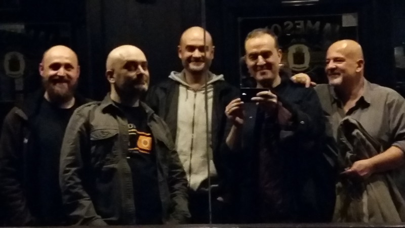 Juancar, J.A., Alberto y Adolfo en cena de despedida de Sevi [12.03.2016]