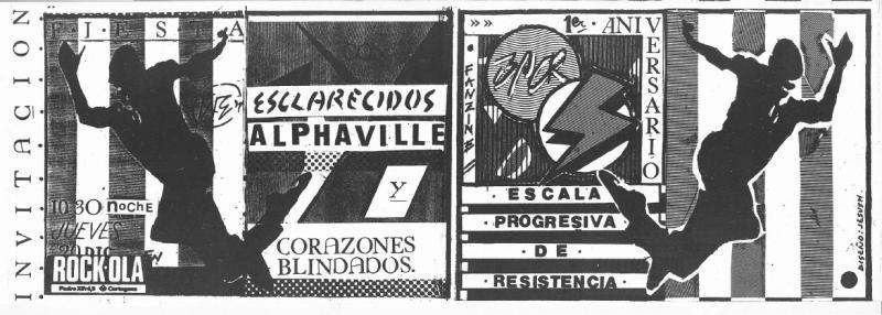 Invitación Fiesta 1er aniversario E.P.D.R. @ Rock-Ola, 1984