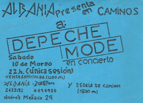Flyer Depeche Mode Live @ Escuela Caminos, 1984