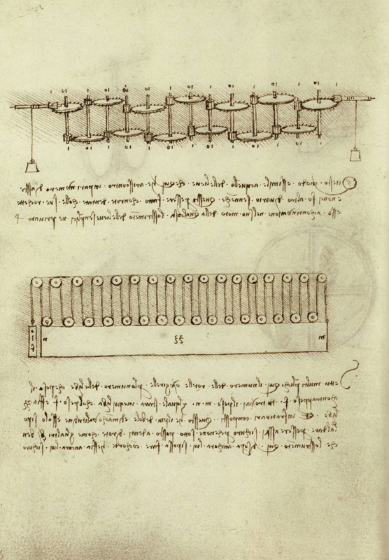 1493 - Leonardo da Vinci - Estudio Multiplicación Movimiento - Códice de Madrid