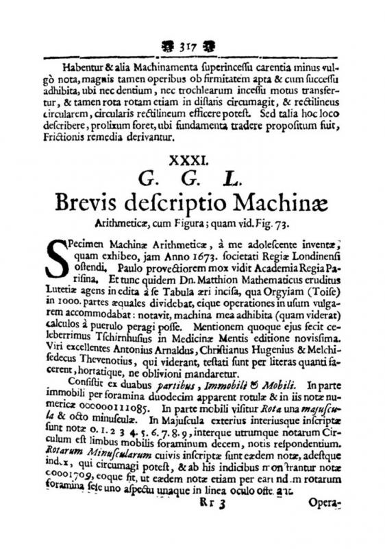 1673 - Gottfried Wilhelm von Leibniz - Machinae Aritmeticae (1) 