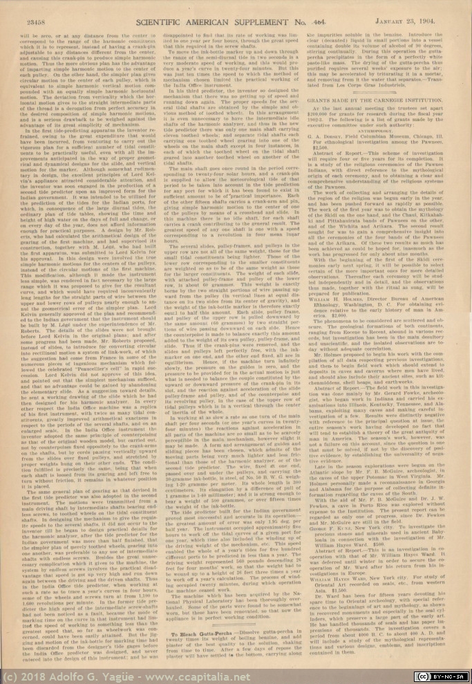 063 - Lord Kelvin's Automatic Tide Predictor. Scientific American (3), 1904