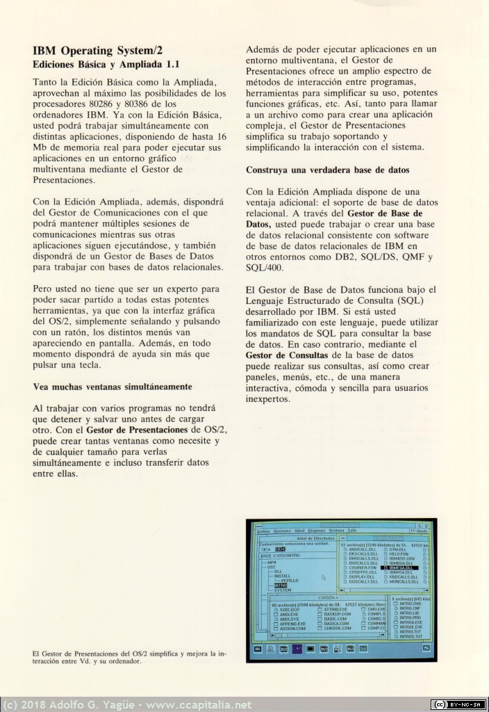 1000 - IBM Operating System/2. Ediciones Básica y Ampliada 1.1 (2), 1989
