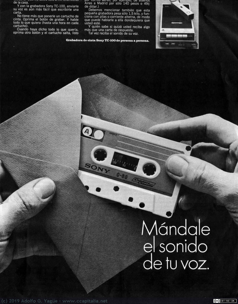 1299 - Sony TC-100. Mándele el sonido de tu voz, 1968