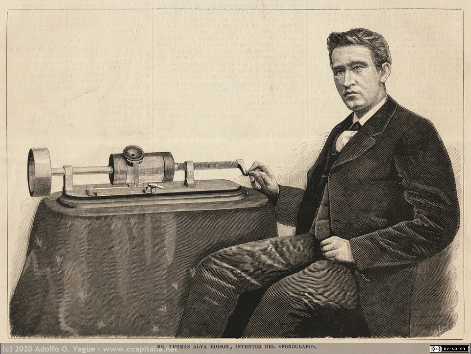 1377 - Thomas Alva Edison junto a su Fonógrafo, 1878