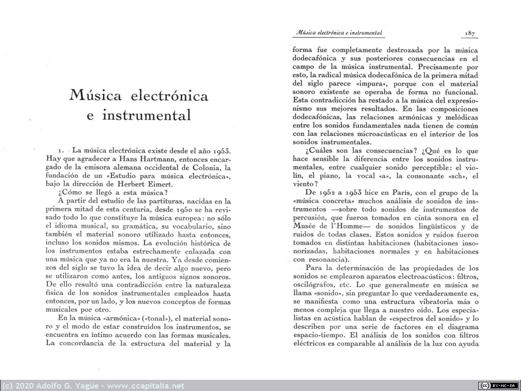 1406 - Música electrónica e instrumental. Karlheinz Stockhausen. Revista de Occidente (1), 1964