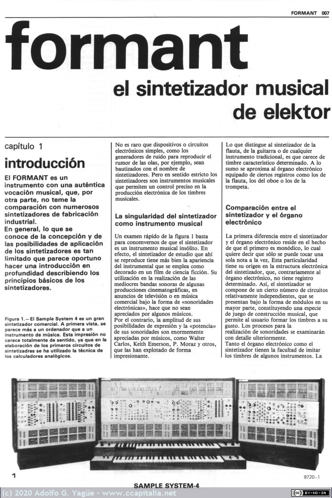 1441 - Formant, Sintetizador Musical. Elektor (2), 1980