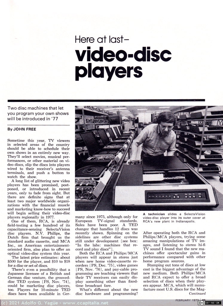 1541 - Video-Disc Players. Popular Science (2), 1977