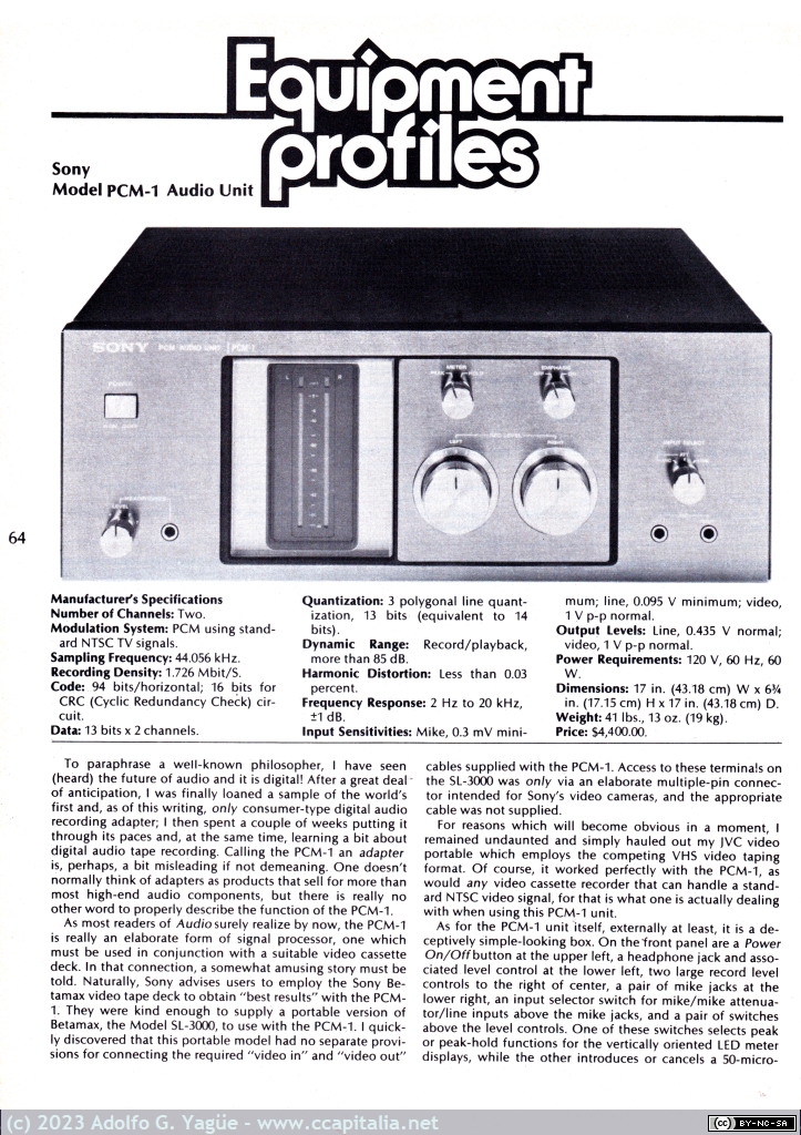 1724 - Sony PCM-1 Audio Unit. Primer procesador PCM de audio presentado por Sony en 1977 (1), 1980